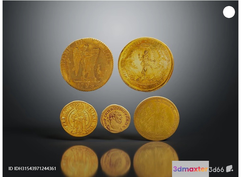 Gold Coins 3D Model - 6469 - VRAY Render