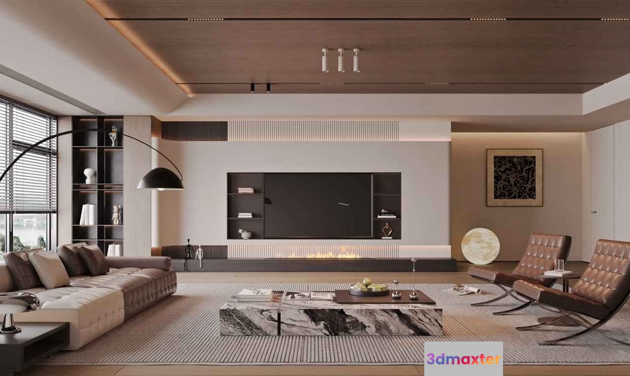 Modern Living Room 3D Model - 10692 - CORONA Render