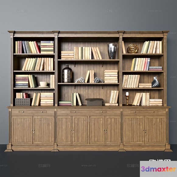 Wooden Bookcase 3D Model - 20701 - VRAY Render