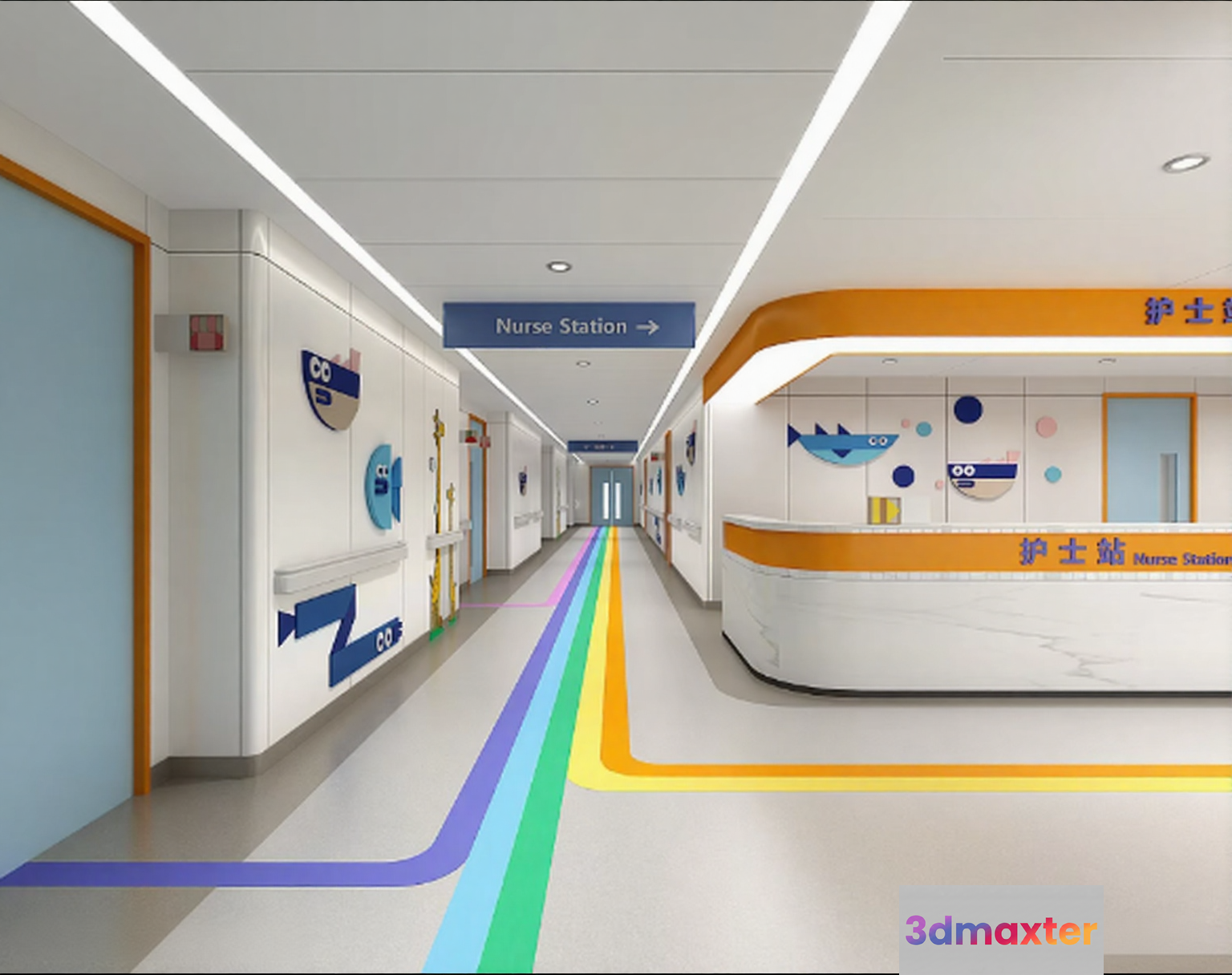 Nurse Station Area 3D Model - 10264 - VRAY Render