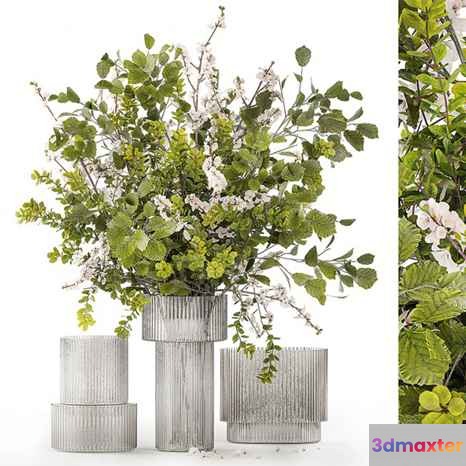White Vase With Flowers 3D Model - 9371 - VRAY Render