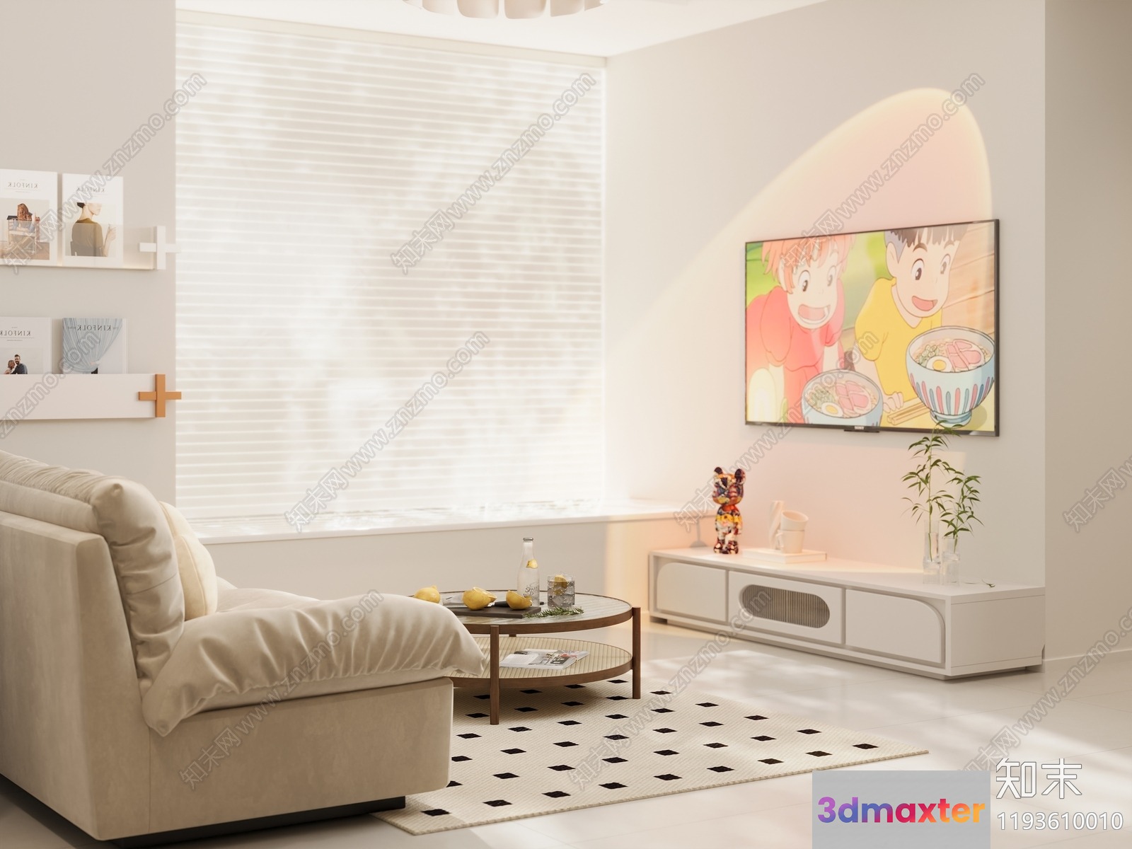 Modern Living Room 3D Model - 15477 - VRAY Render