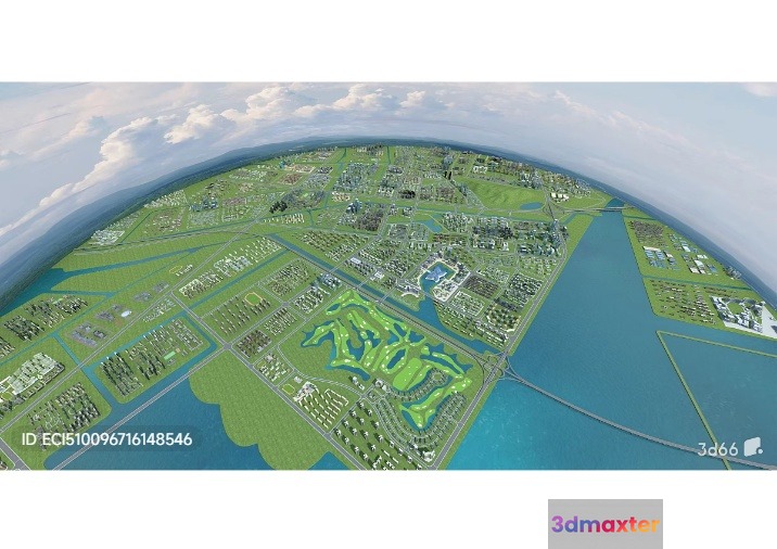 Aerial View Of A Golf Course 3D Model - 5038 - VRAY Render