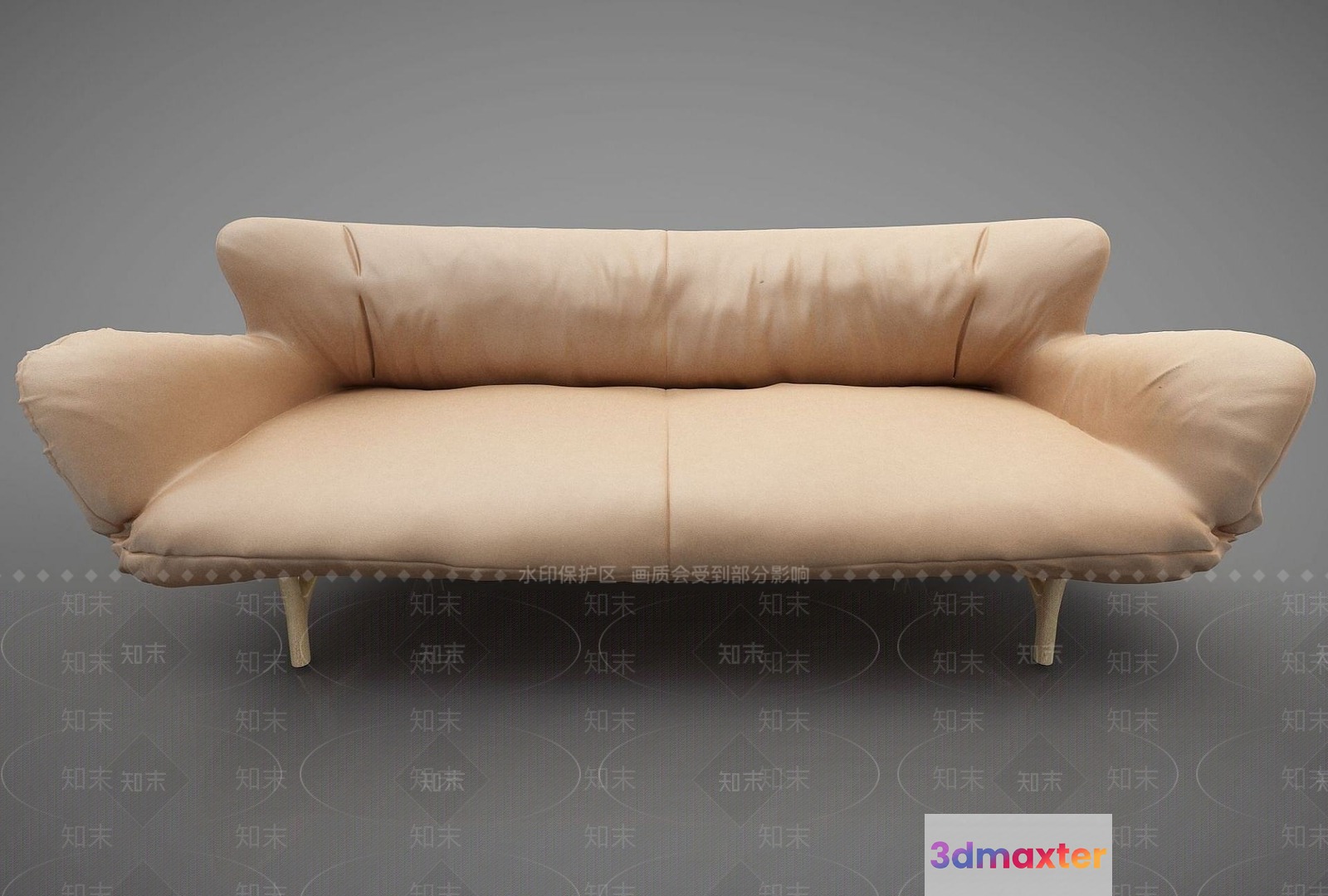Modern Beige Sofa 3D Model - 1963 - VRAY Render