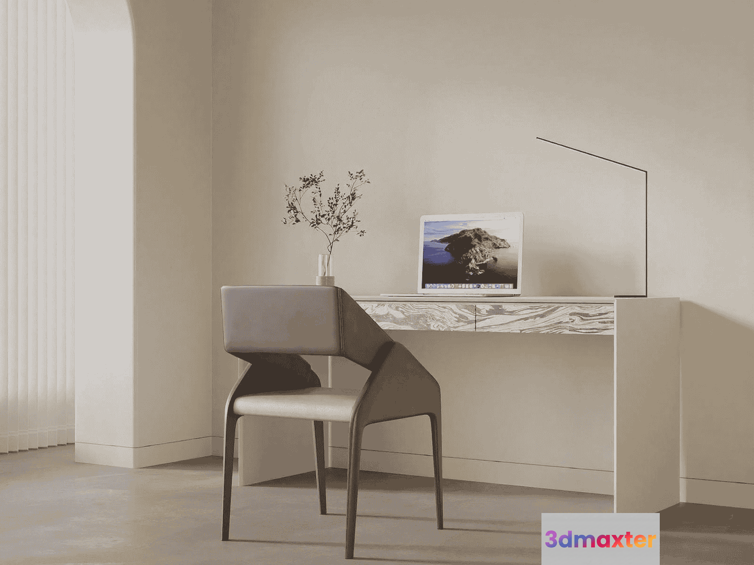 Modern Minimalist Desk 3D Model - 16419 - VRAY Render