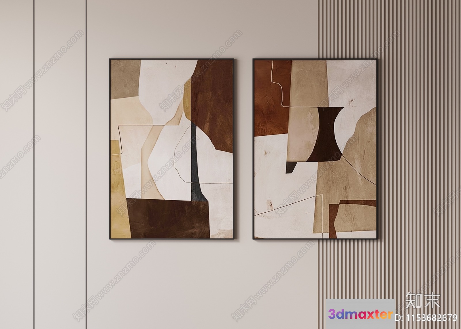 Modern Abstract Art Pieces 3D Model - 9449 - VRAY Render