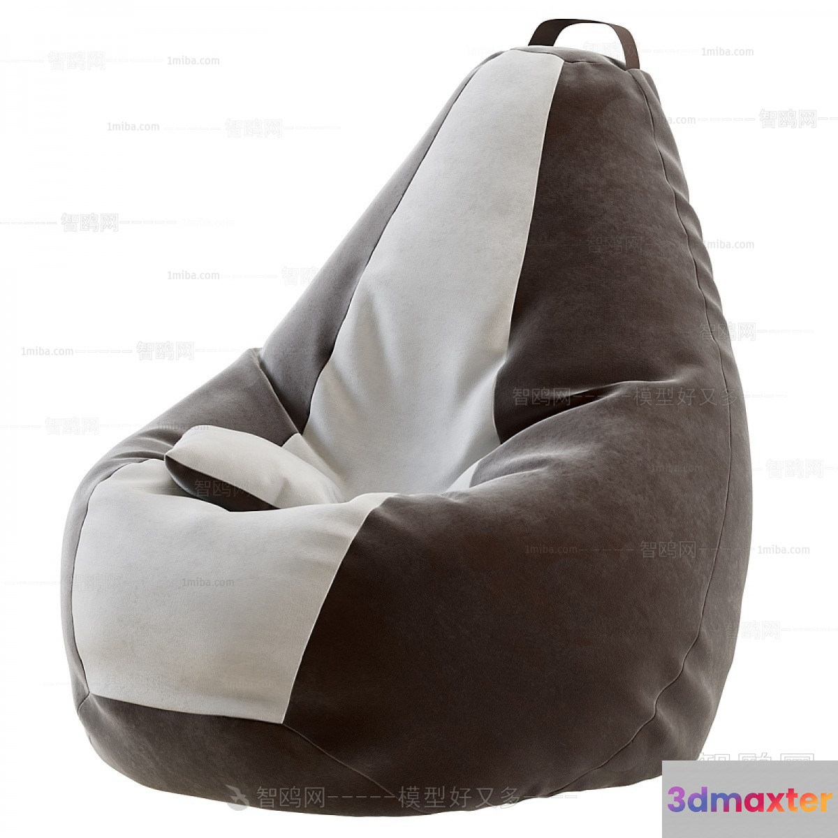 A Gray And White Bean Bag Chair 3D Model - 12238 - VRAY Render
