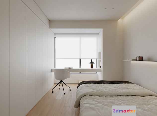 Modern Minimalist Bedroom 3D Model - 16156 - CORONA Render