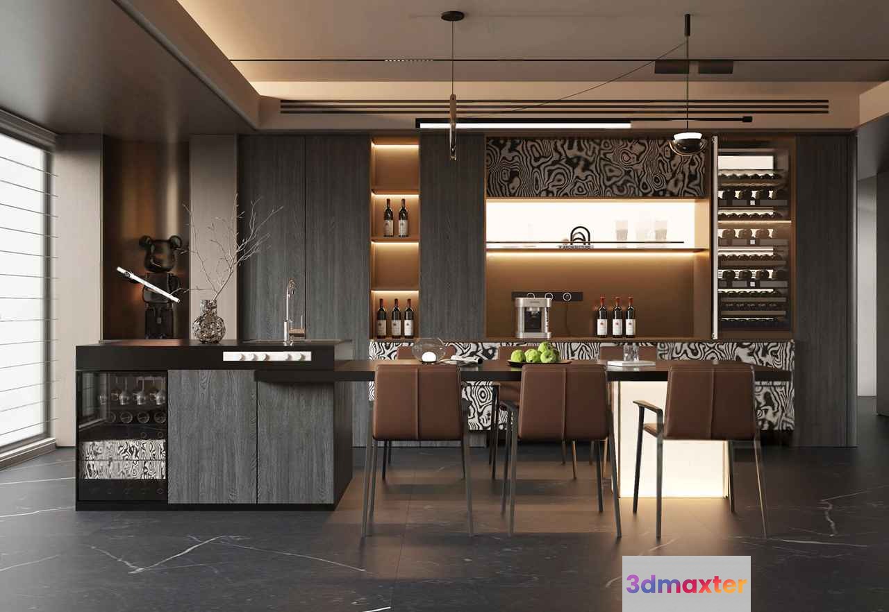 Modern Kitchen Design 3D Model - 16765 - VRAY Render