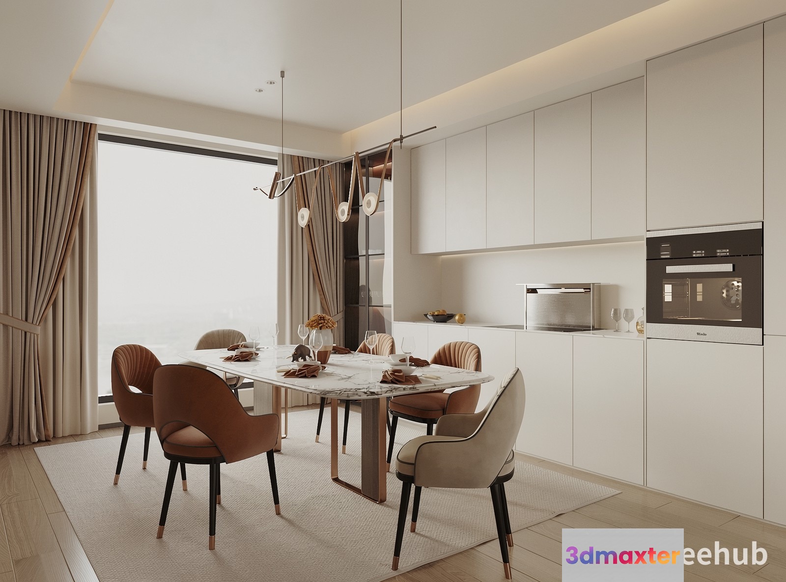 Modern Dining Room 3D Model - 21461 - VRAY Render