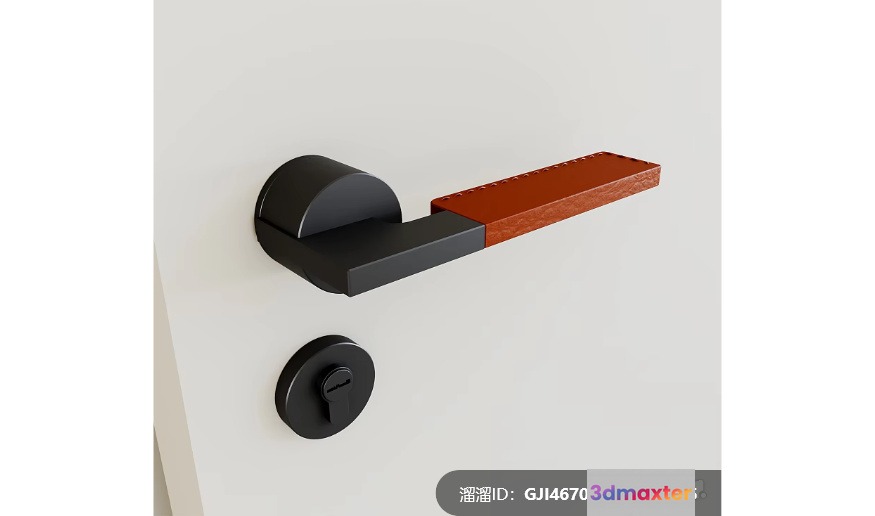 A Black Door Handle With A Brown Lever 3D Model - 11657 - CORONA Render