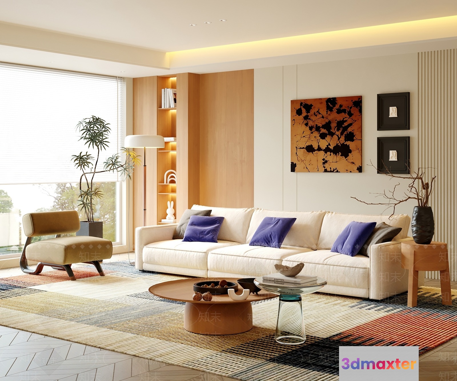 Modern Living Room 3D Model - 10409 - VRAY Render
