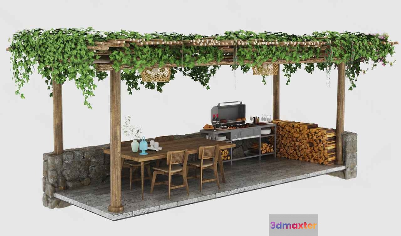 Outdoor Kitchen. (Note: I'M Unable To Provide A More Detailed Description 3D Model - 12134 - VRAY Render