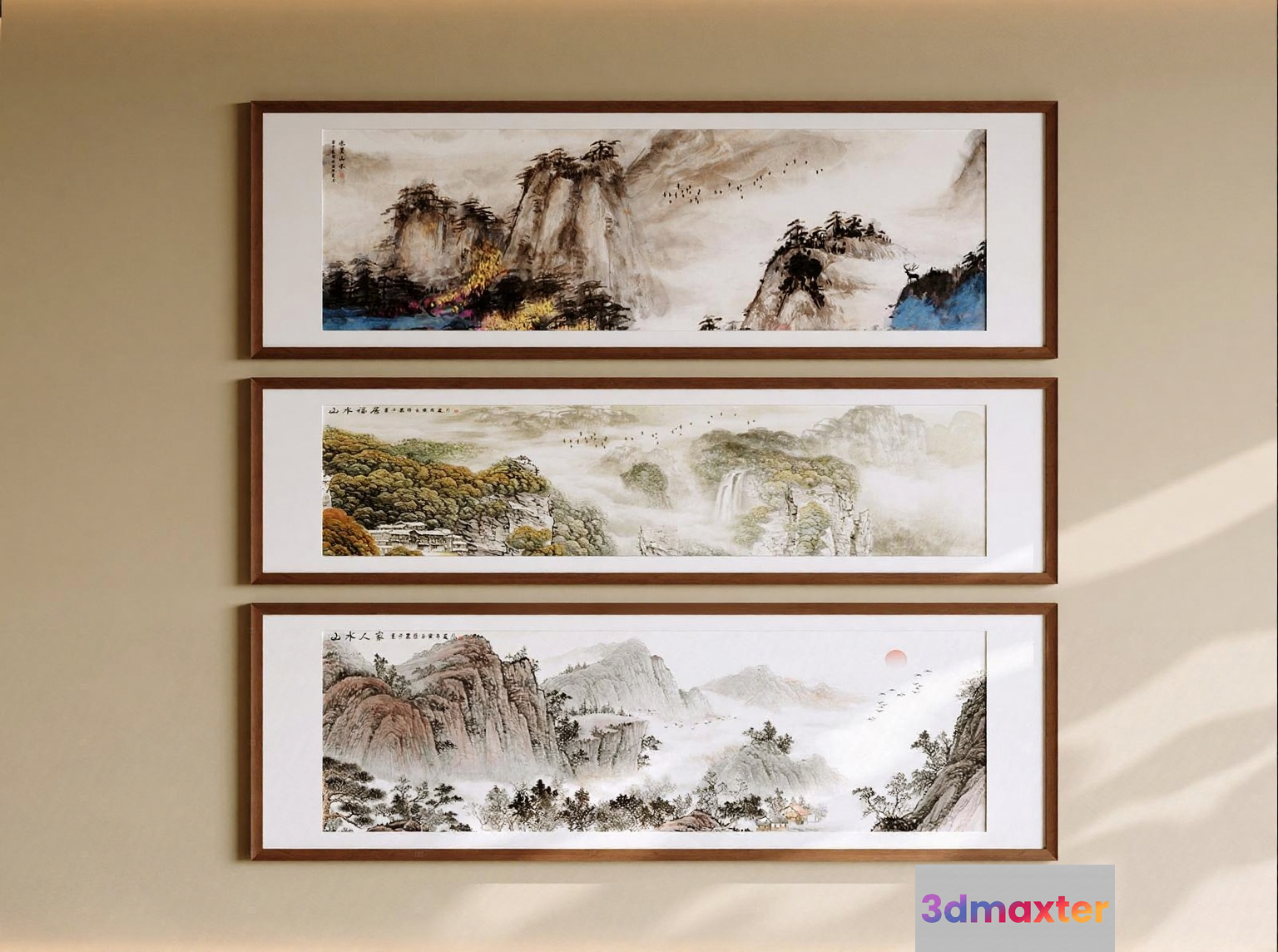 A Set Of Three Framed Paintings 3D Model - 14557 - CORONA Render