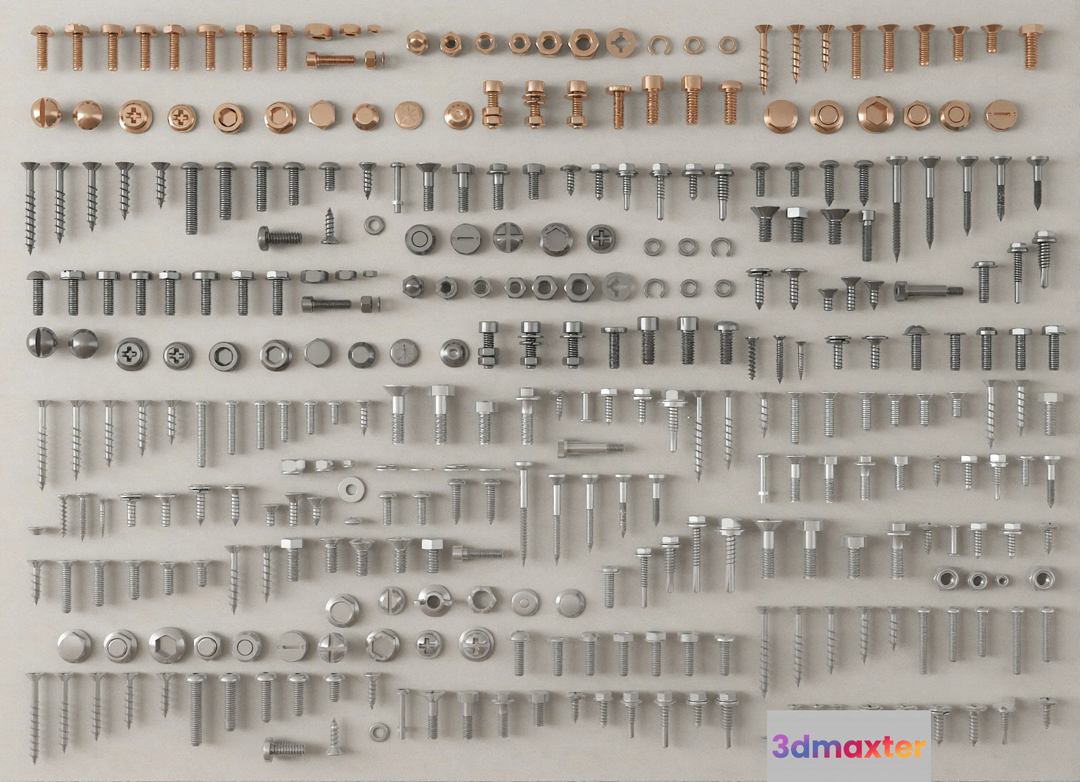 Screws And Bolts 3D Model - 11441 - VRAY Render