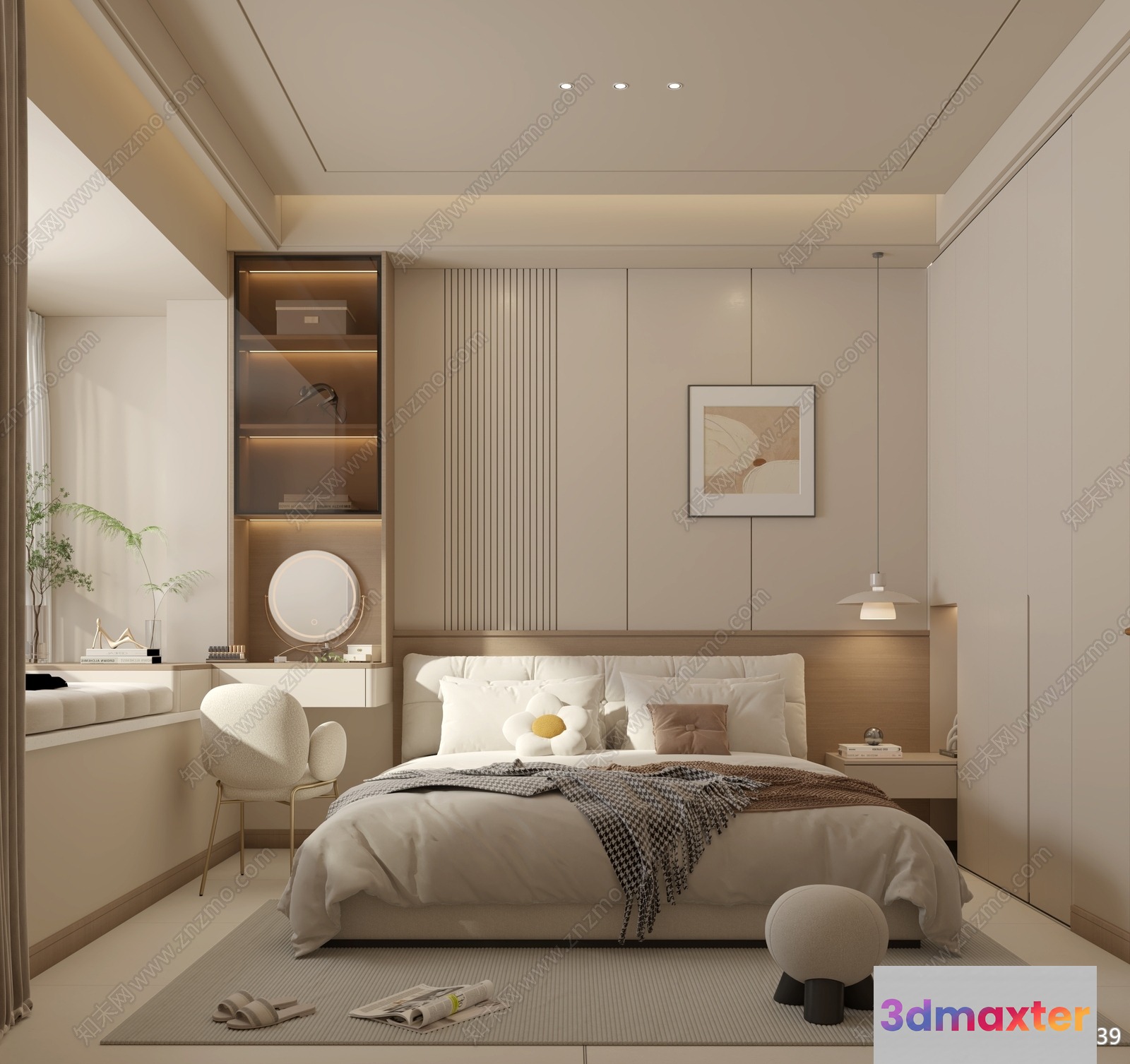 Cozy Modern Bedroom 3D Model - 3891 - VRAY Render