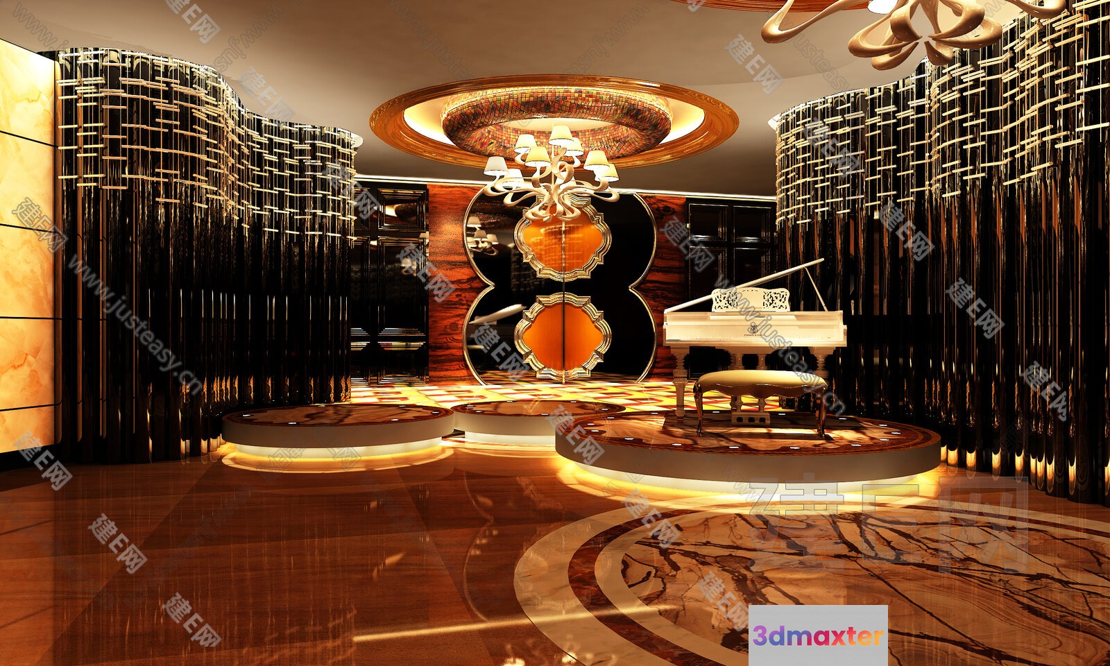 Luxurious Piano Room 3D Model - 9808 - VRAY Render