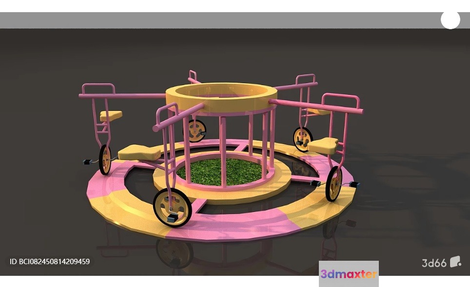 A Pink And Yellow Playground Carousel 3D Model - 8573 - VRAY Render
