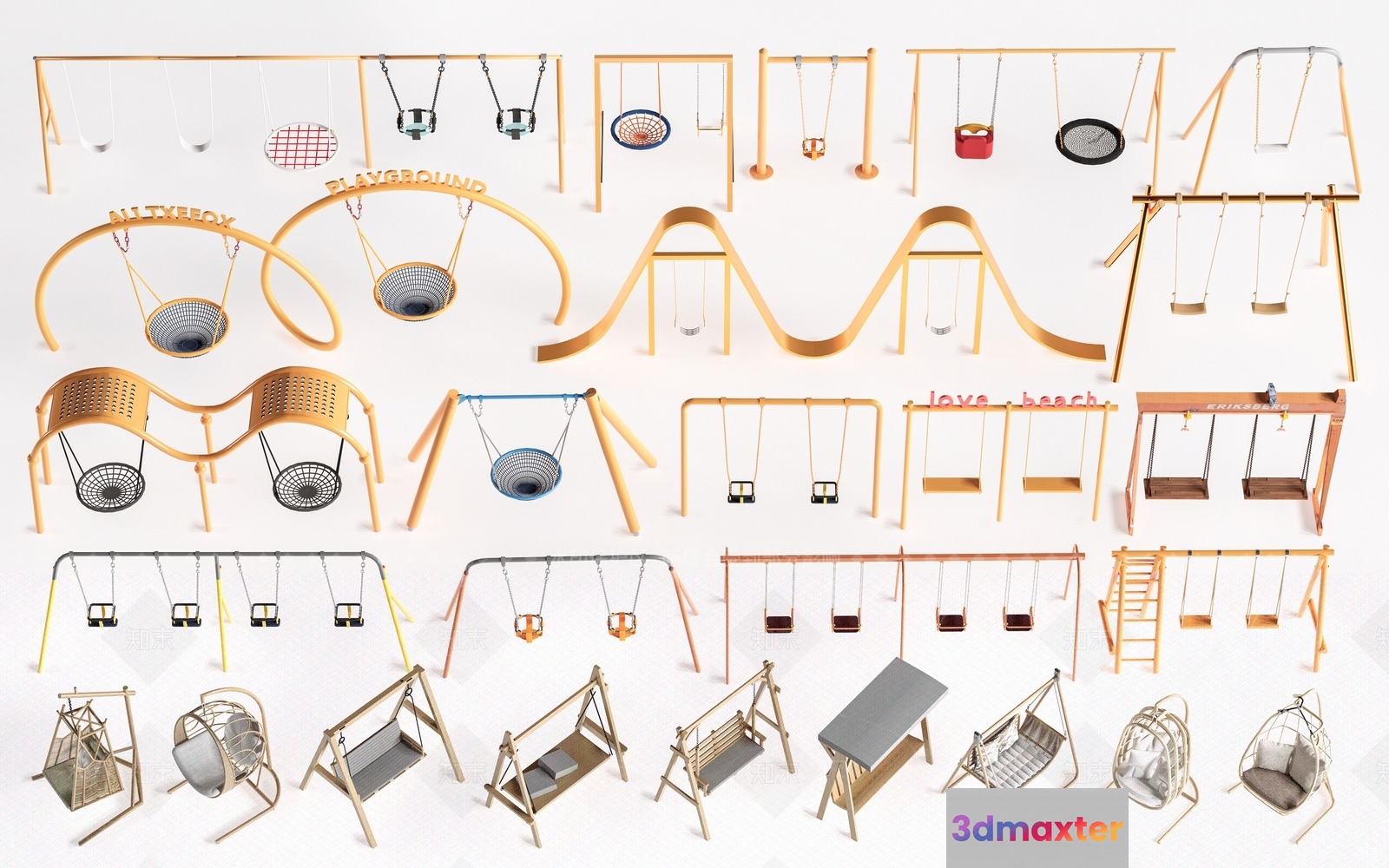 Wooden Swing Sets 3D Model - 13074 - VRAY Render