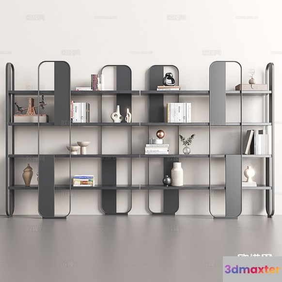 A Bookshelf With Modern Design 3D Model - 1832 - VRAY Render