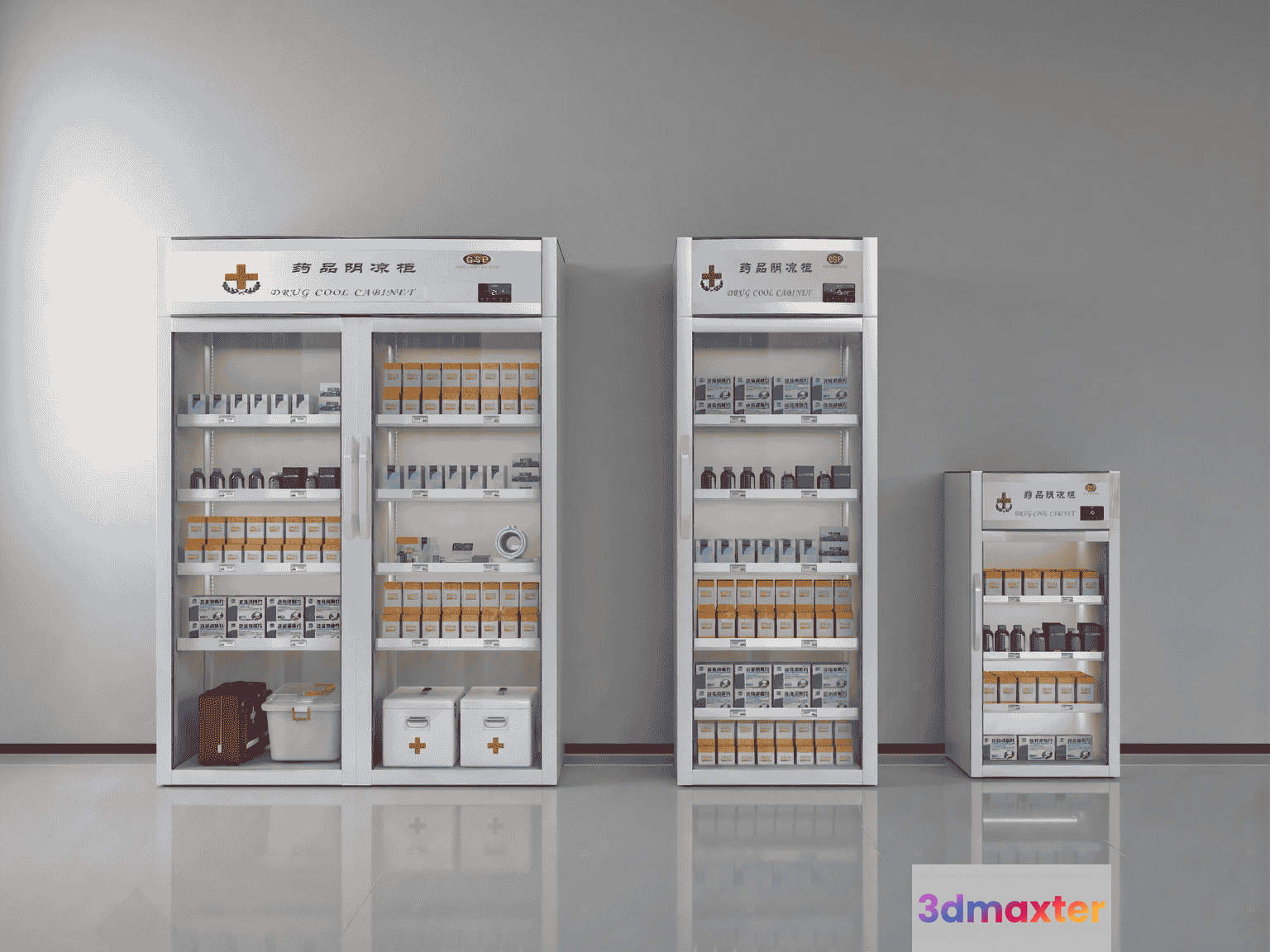 Three Drug Cabinets 3D Model - 13728 - VRAY Render