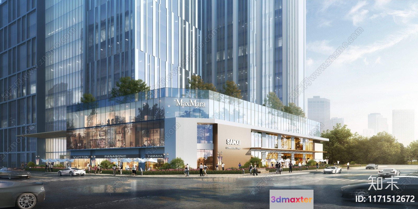 A Modern Glass Building 3D Model - 9673 - VRAY Render