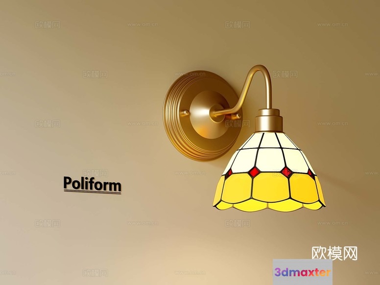 Gold Light Fixture 3D Model - 13927 - VRAY Render