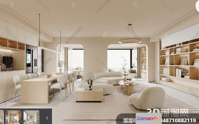 Modern Living Room 3D Model - 5019 - CORONA Render
