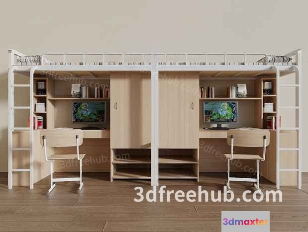 Modern Bunk Bed 3D Model - 19708 - VRAY Render