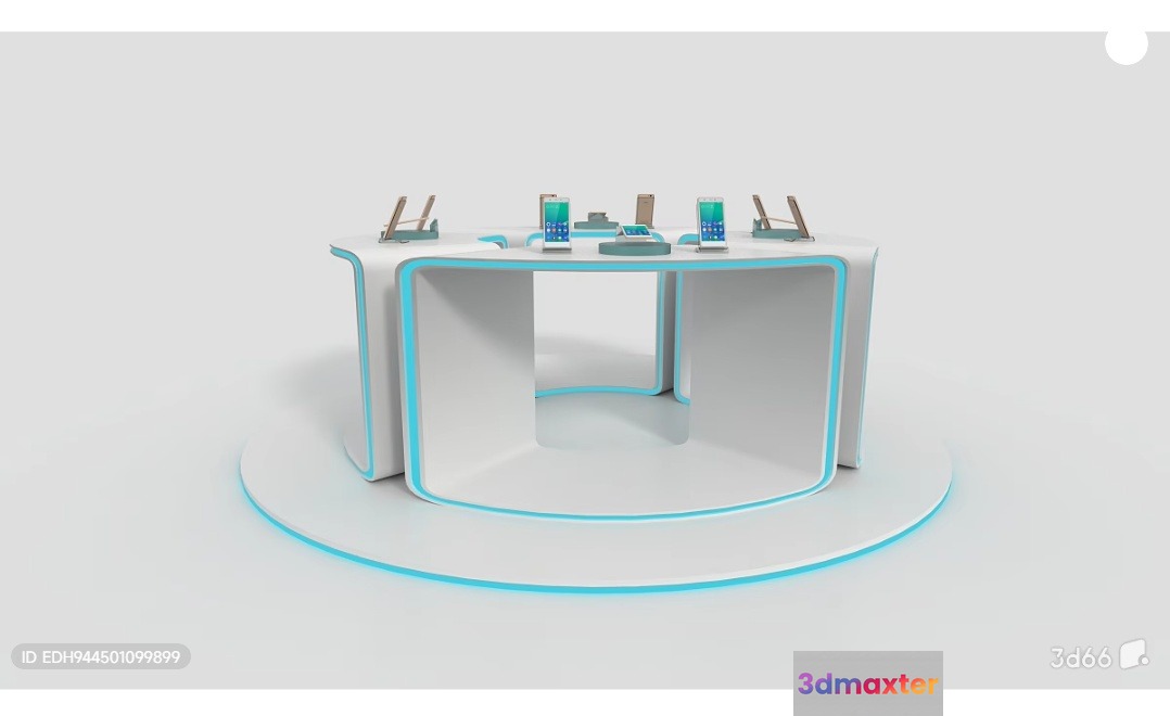 Modern White Table With Blue Accents 3D Model - 1162 - VRAY Render