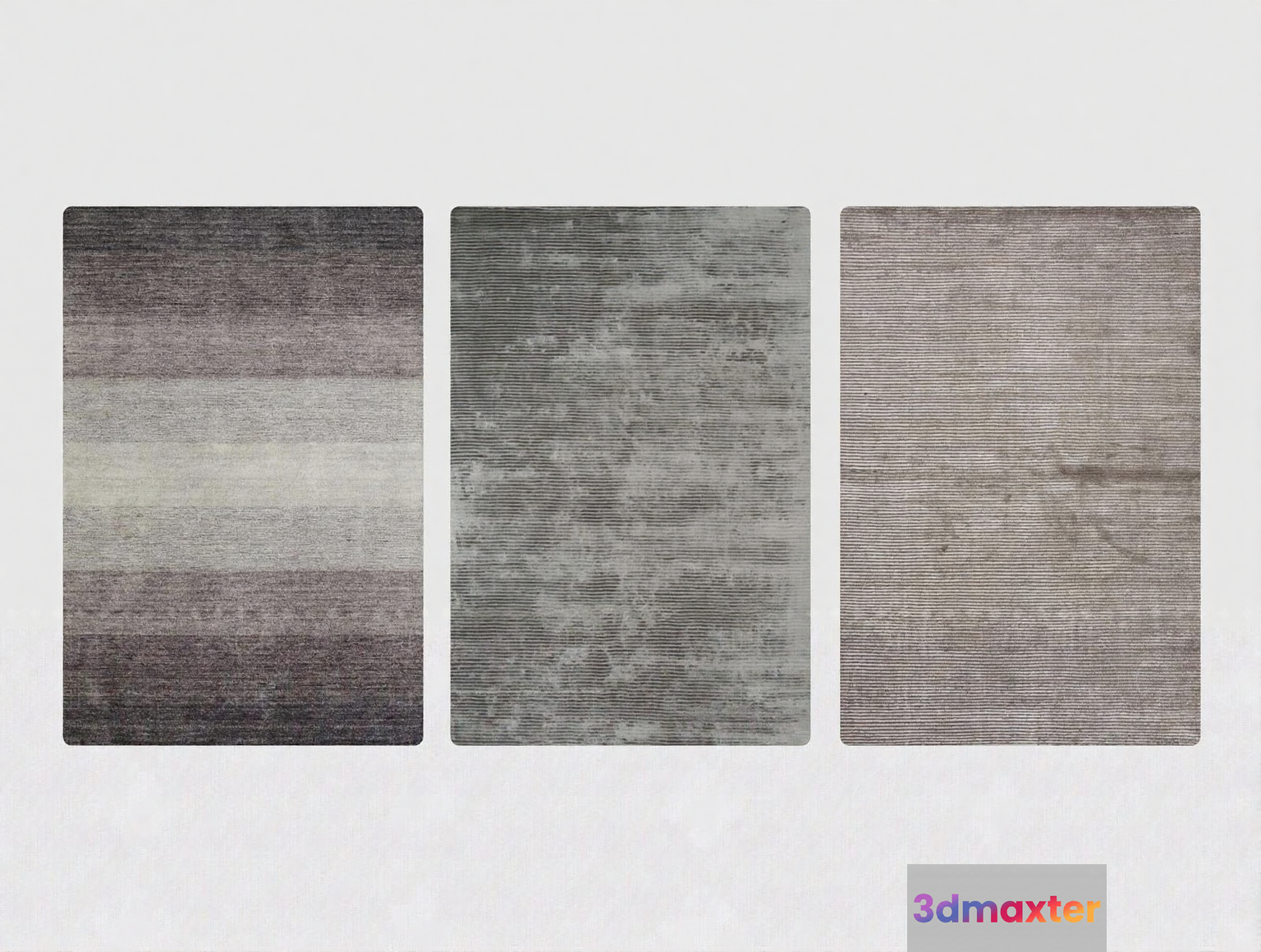 Three Gray Rugs 3D Model - 23675 - VRAY Render