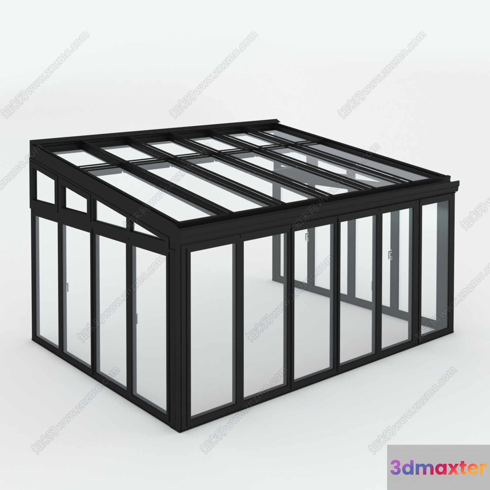 A Glass Structure With A Black Frame 3D Model - 15366 - VRAY Render