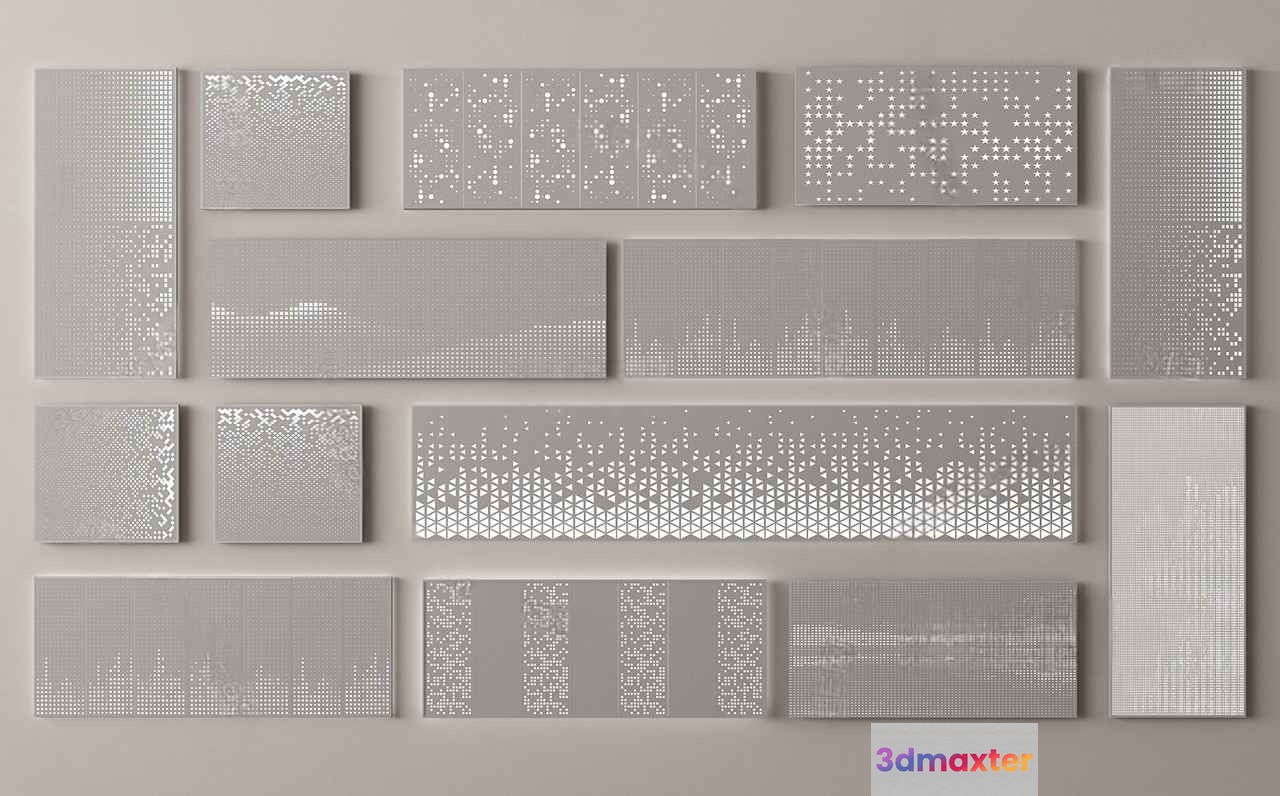 Modern Grey Wall Decor 3D Model - 4254 - VRAY Render