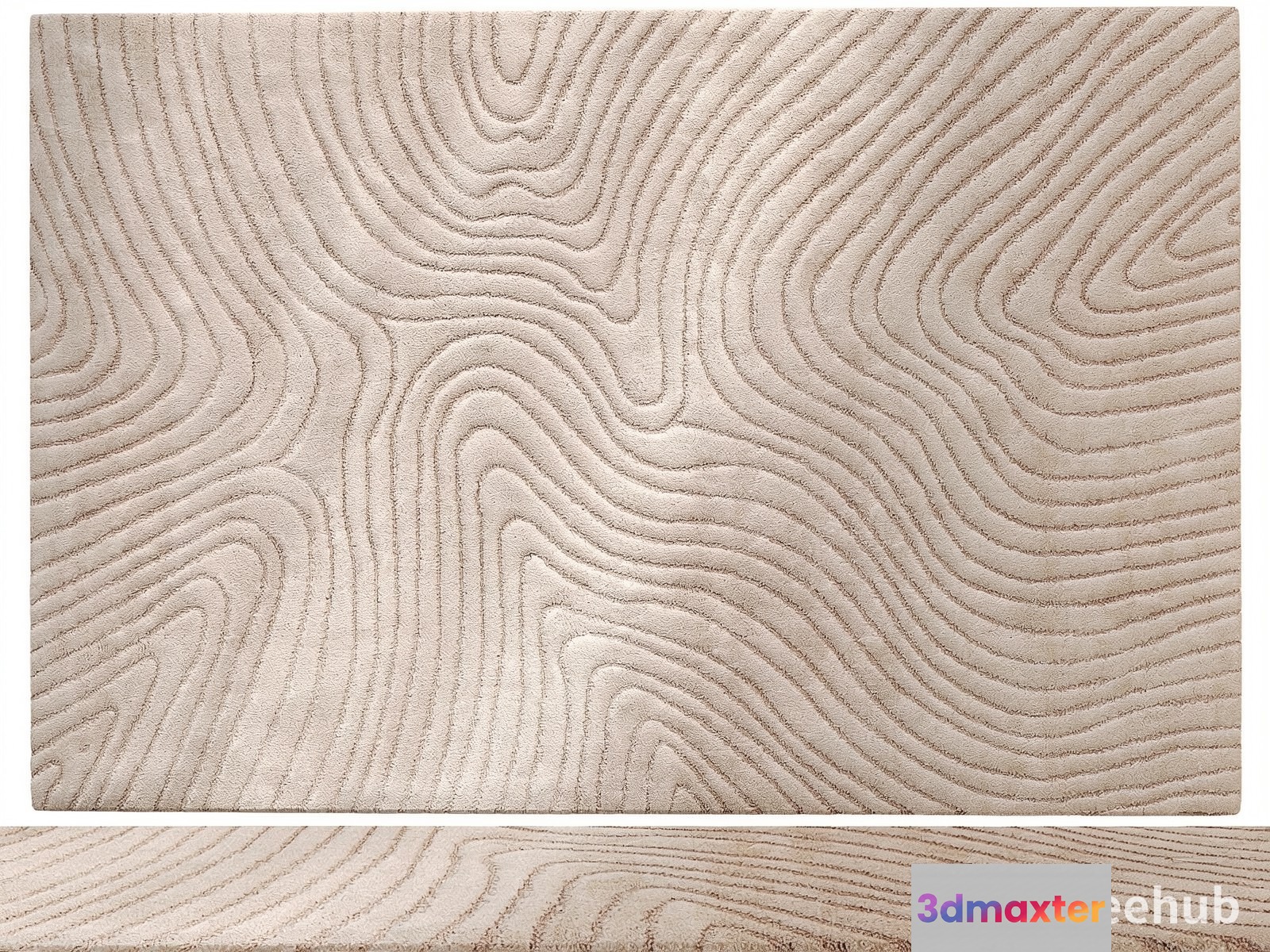 A Beige Rug With A Wood Grain Pattern 3D Model - 21992 - VRAY Render