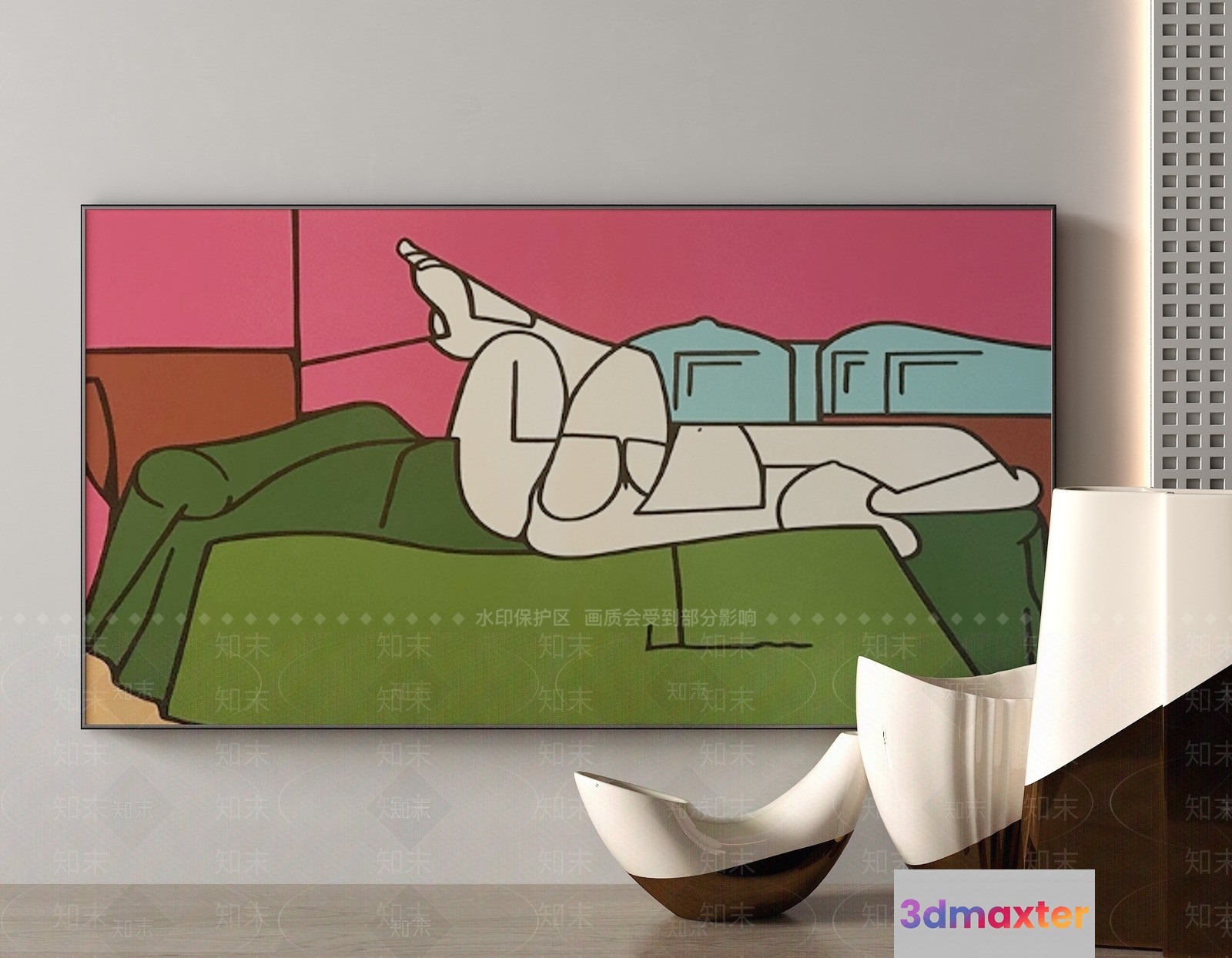 Modern Abstract Art Piece 3D Model - 731 - VRAY Render