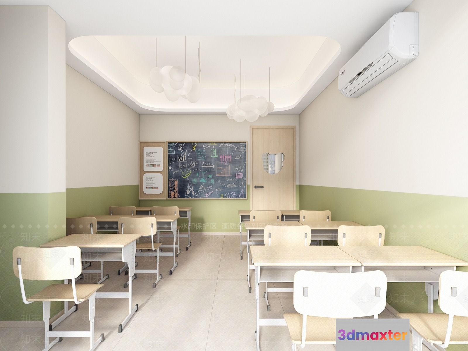 Modern Classroom 3D Model - 10754 - VRAY Render