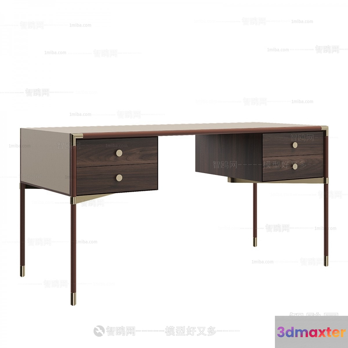 A Wooden Desk With Drawers 3D Model - 15727 - VRAY Render