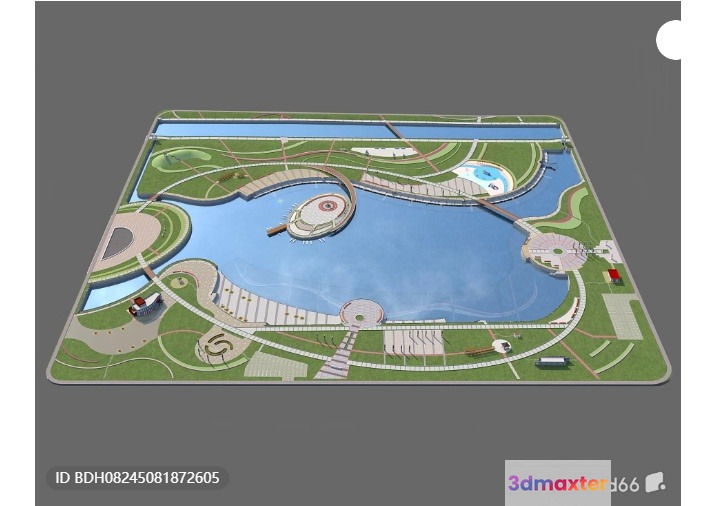 Aerial Park Map 3D Model - 5419 - VRAY Render