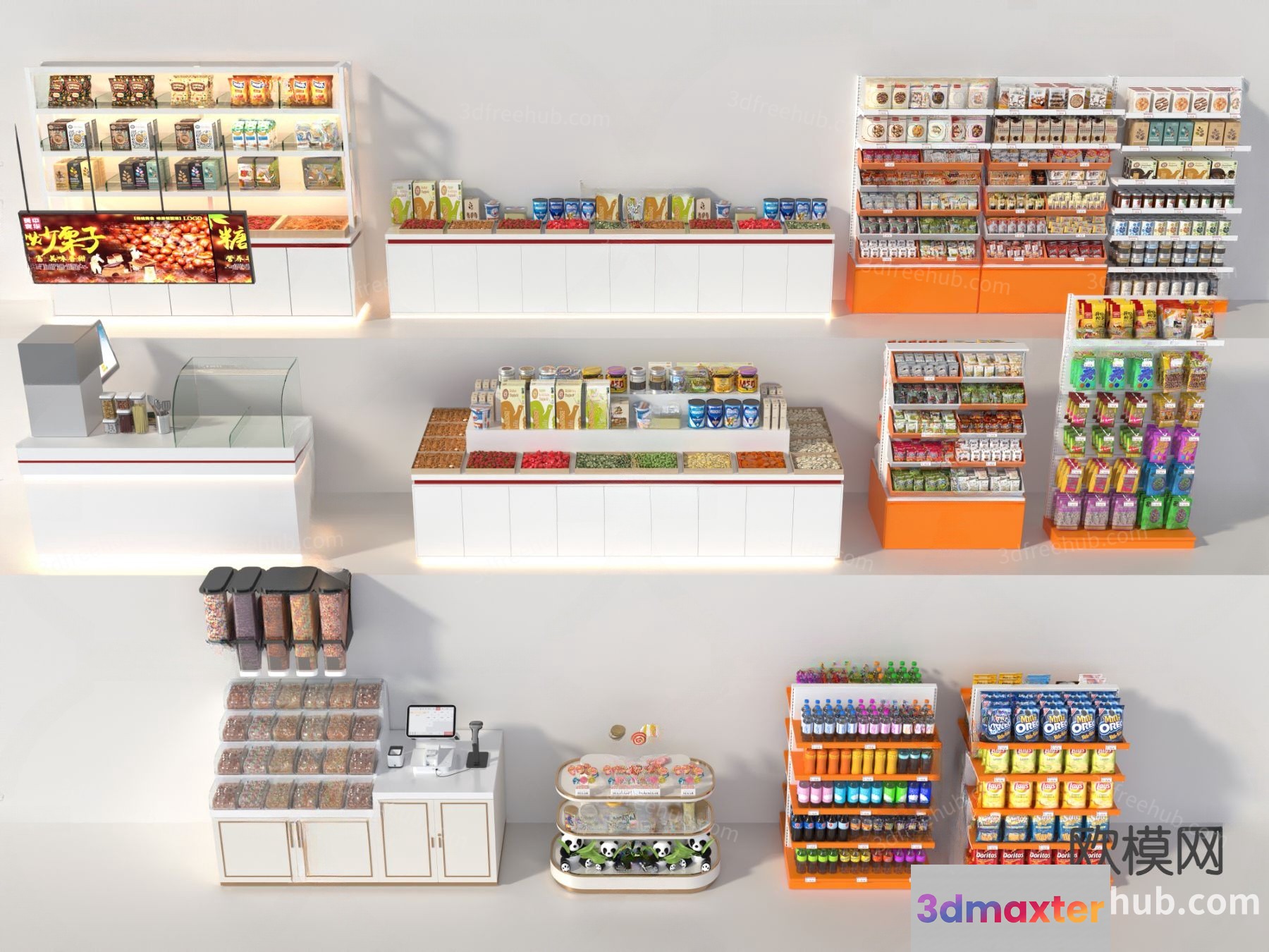 A Store Display With Various Products 3D Model - 18688 - VRAY Render