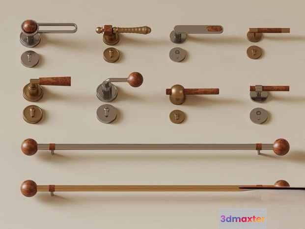 A Collection Of Door Handles 3D Model - 20369 - VRAY Render