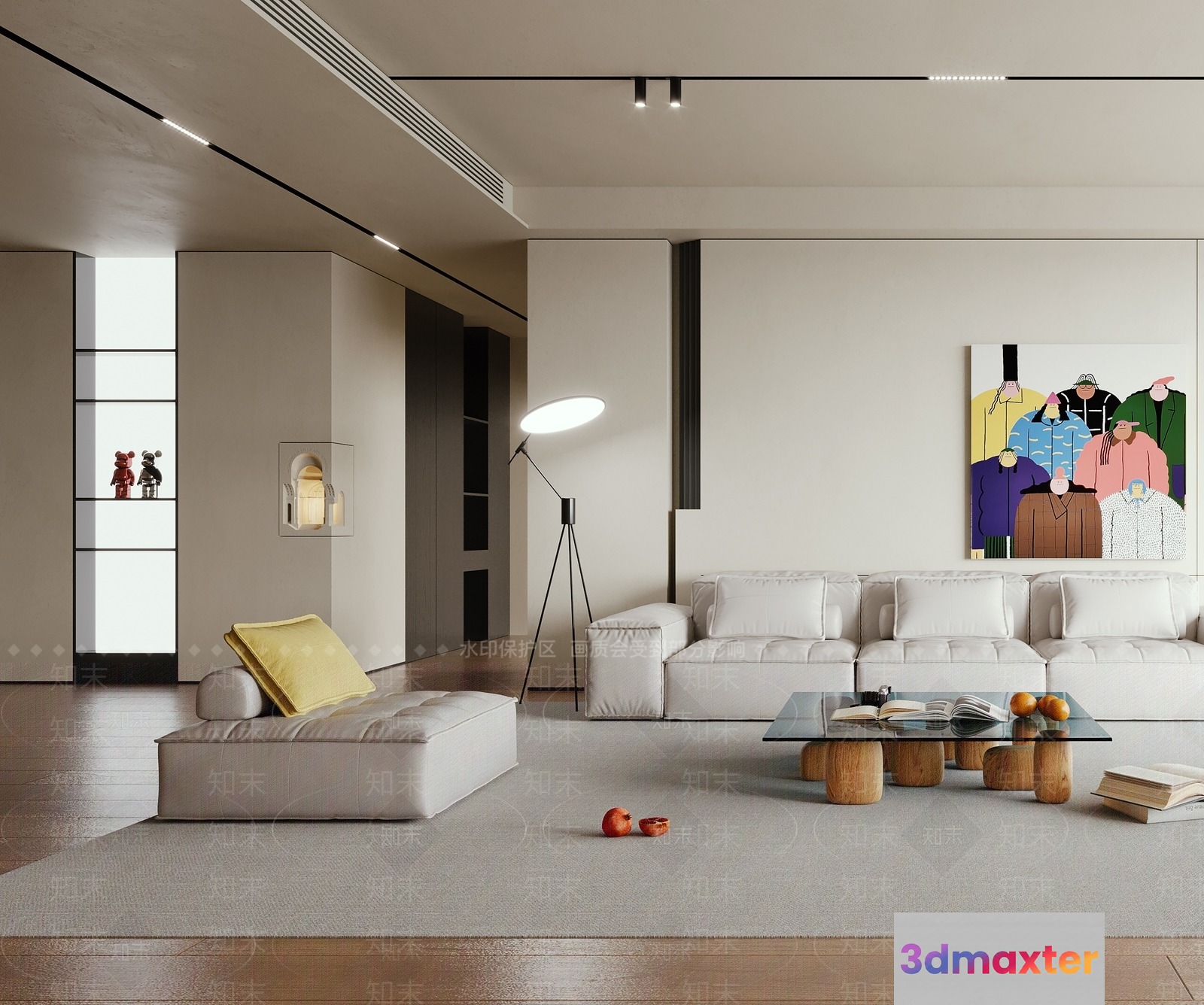 Modern Living Room 3D Model - 1935 - VRAY Render