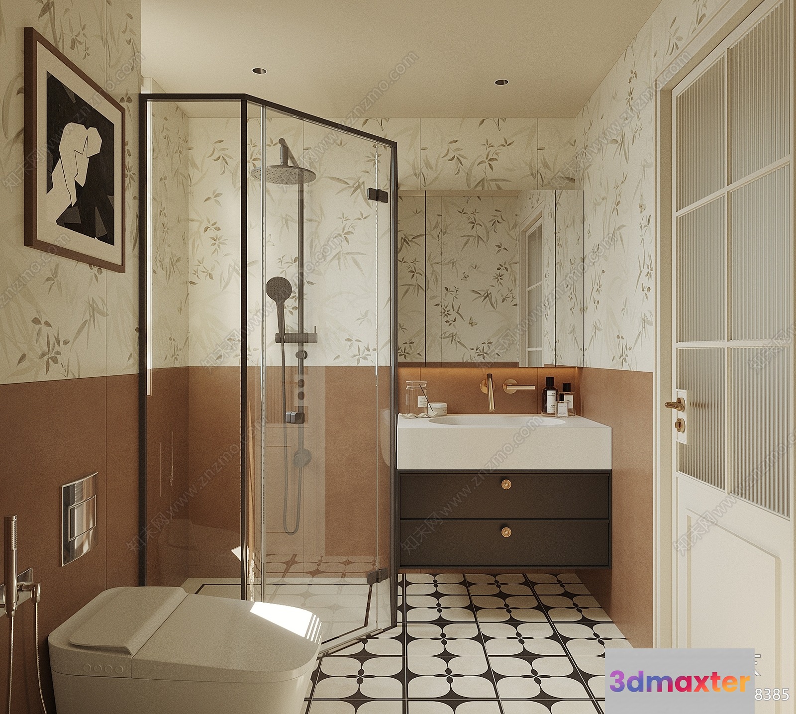 Modern Bathroom Interior 3D Model - 9550 - VRAY Render