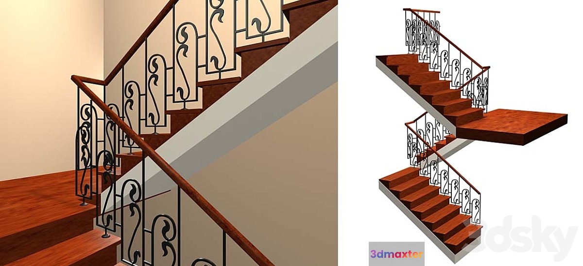 Staircase with forged handrail - No.2