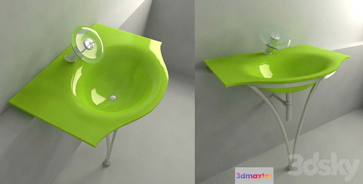 glass sink with mixer dekorotivnym