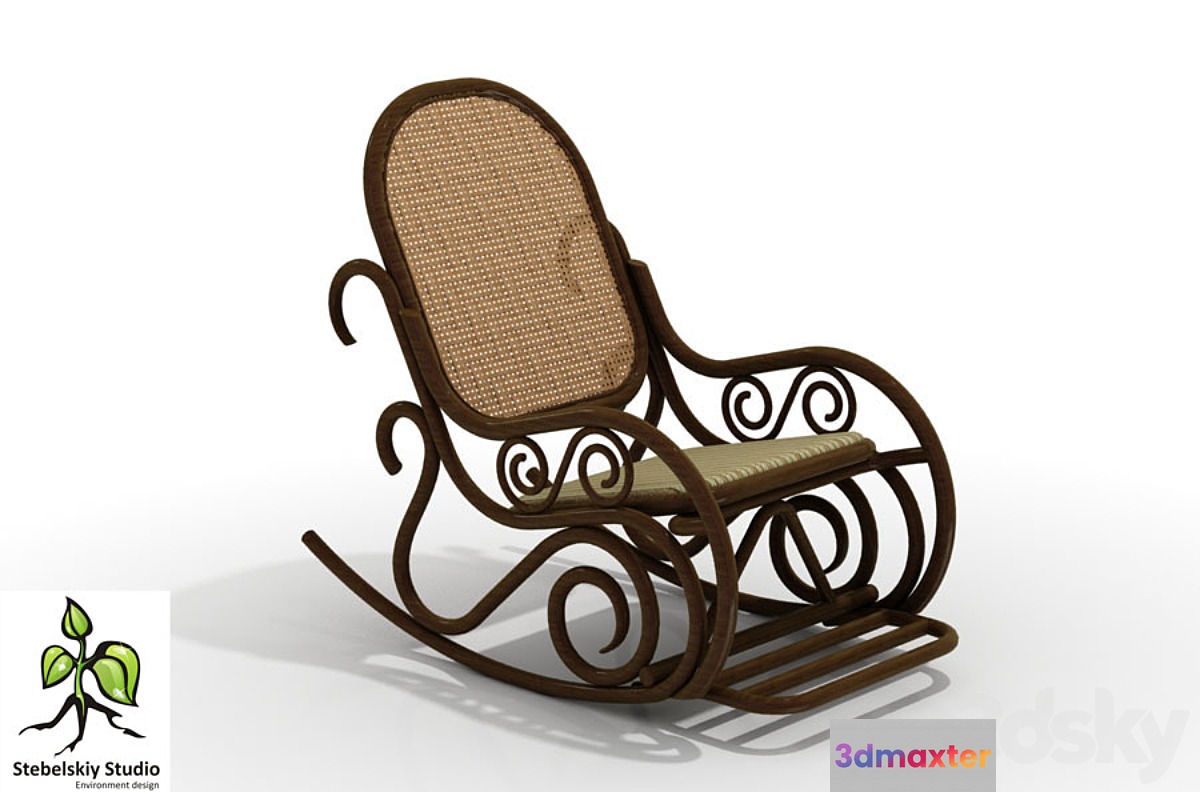 Wickerwork armchair-rocking chair