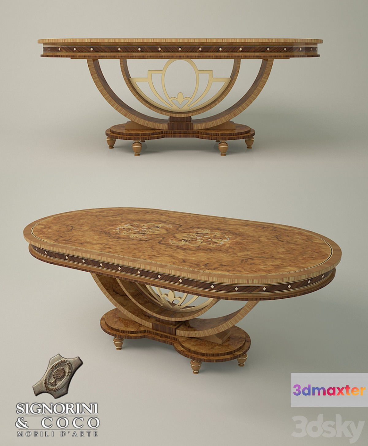 Oval sliding table Signorini & Coco_Ambra 3D Max