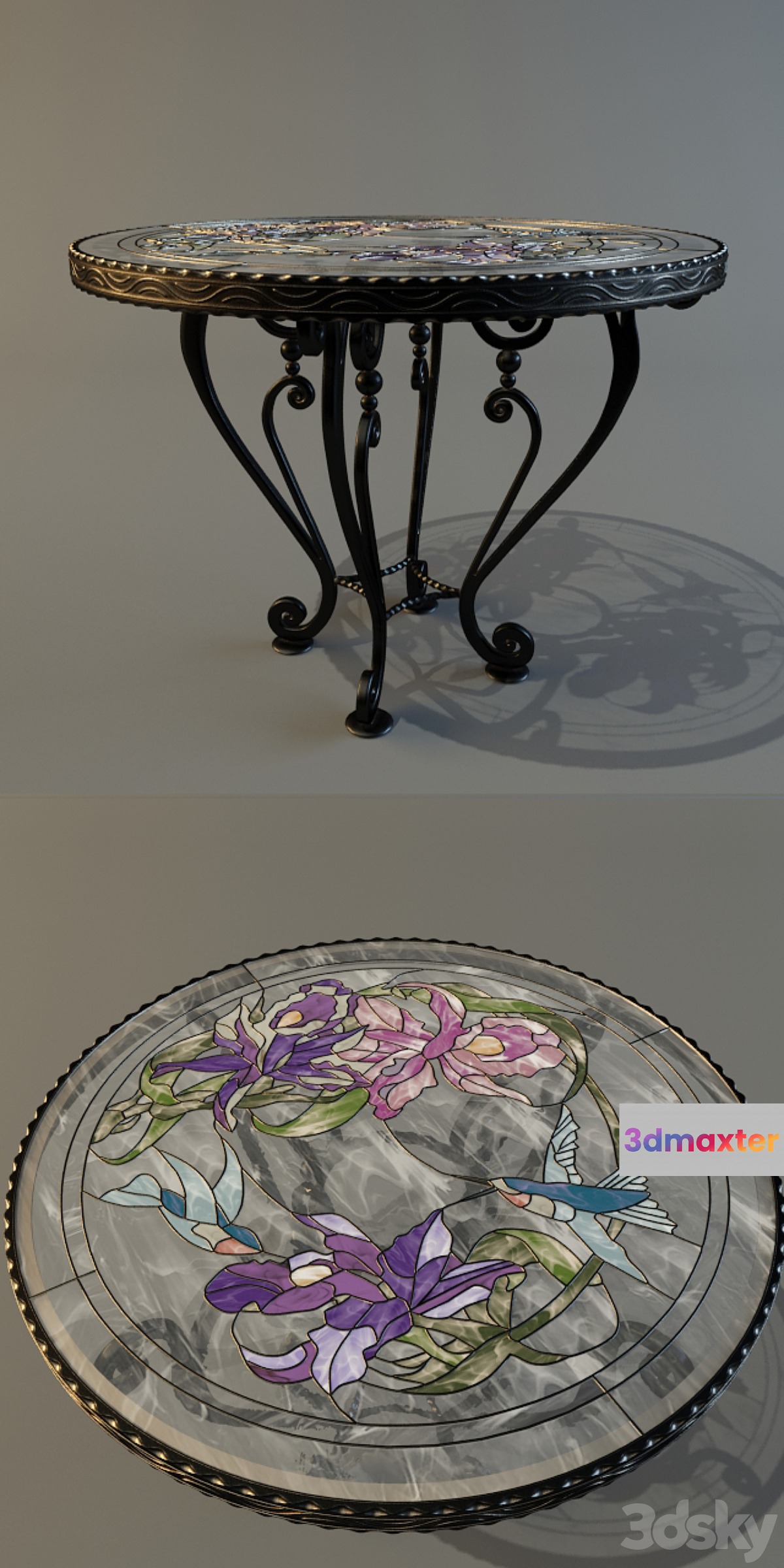 Forged table with vitra?noj tabletop 3D Max