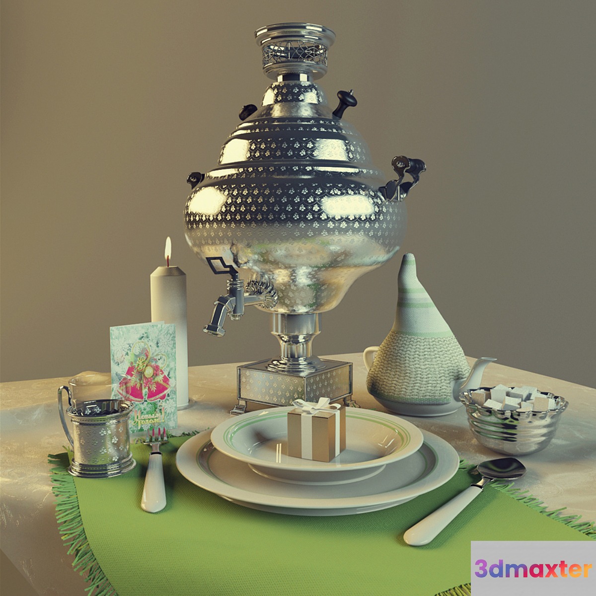 Table with Samovar 3D Max
