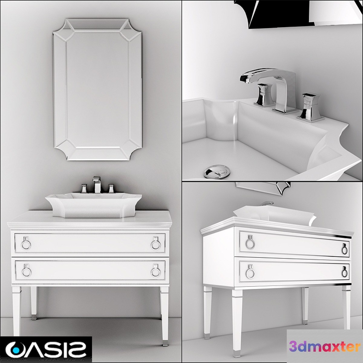 Oasis _ Lutetia (sink and mirror Daphne) 3D Max