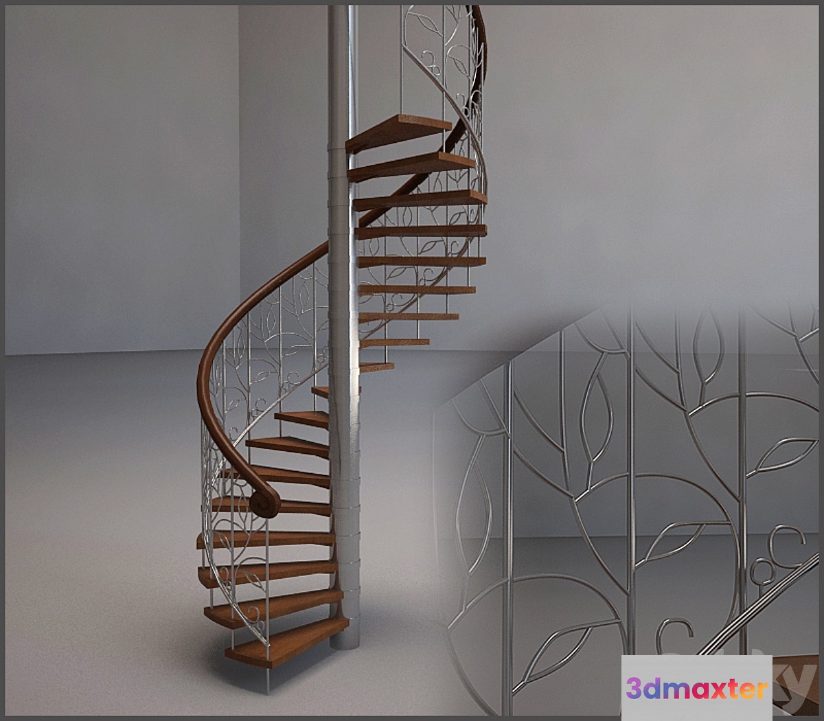 staircase with forged handrails